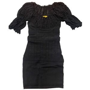 Catherine Malandrino Black Pointelle Knit Dress